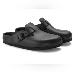 Birkenstock Black Leather Boston Exquisite Clogs